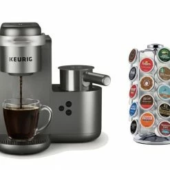 Keurig Espresso, Tea & Coffee Machines K-Cafe Brushed Silver Programmable Single-Serve Coffee Maker