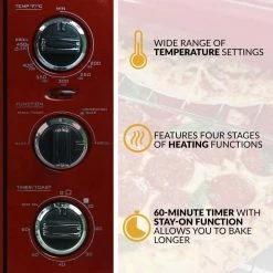 Nostalgia Toasters & Toaster Ovens 12-Slice Red Convection Toaster Oven (1500-Watt) -Aroma Shop 15792483