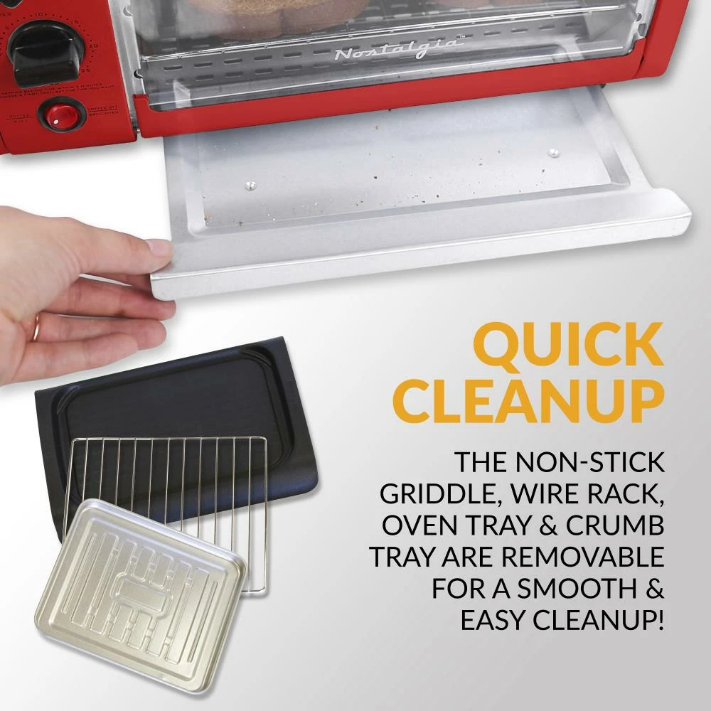 Nostalgia Toasters & Toaster Ovens 4-Slice Red Toaster Oven (1500-Watt) 6 Nostalgia Toasters & Toaster Ovens 4-Slice Red Toaster Oven (1500-Watt) - Image 6