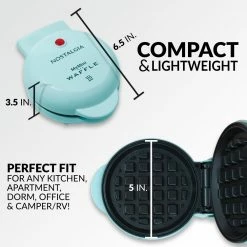 Nostalgia Indoor Grills, Skillets & Waffle Makers Round Mini Waffle Maker -Aroma Shop 15792635