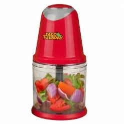 Taco Tuesday Food Processors & Grinders 2-Cup 1400-Watt Red 1-Blade Mini Food Chopper
