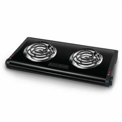 BLACK+DECKER Indoor Grills, Skillets & Waffle Makers 9.646-in 2 Elements Metal Electric Hot Plate