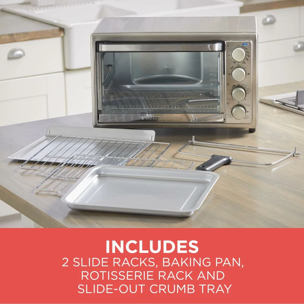 BLACK+DECKER Toasters & Toaster Ovens 6-Slice Stainless Steel Convection Toaster Oven with Rotisserie (1500-Watt) 4 BLACK+DECKER Toasters & Toaster Ovens 6-Slice Stainless Steel Convection Toaster Oven with Rotisserie (1500-Watt) - Image 4