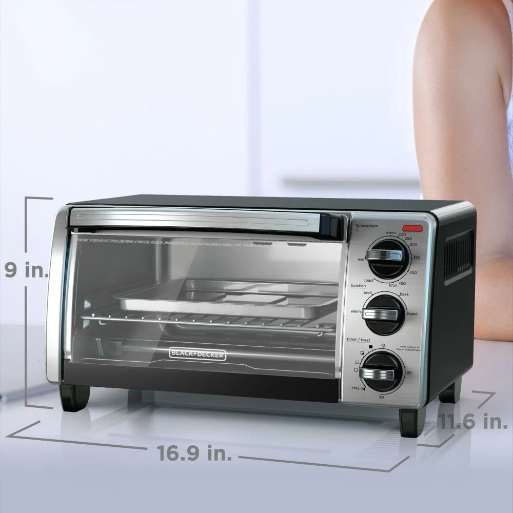BLACK+DECKER Toasters & Toaster Ovens 4-Slice Stainless Steel Convection Toaster Oven (1150-Watt) 8 BLACK+DECKER Toasters & Toaster Ovens 4-Slice Stainless Steel Convection Toaster Oven (1150-Watt) - Image 8