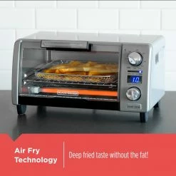 BLACK+DECKER Toasters & Toaster Ovens Crisp 'N Bake 4-Slice Stainless Steel Convection Toaster Oven (1150-Watt) -Aroma Shop 18249542