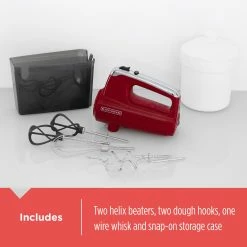 BLACK+DECKER Mixers Helix Performance Mixer 60-in Cord 5-Speed Red Hand Mixer -Aroma Shop 18249761