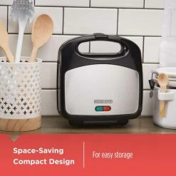 BLACK+DECKER Indoor Grills, Skillets & Waffle Makers 7.83-in L x 4.05-in W Non-Stick Residential -Aroma Shop 18266686