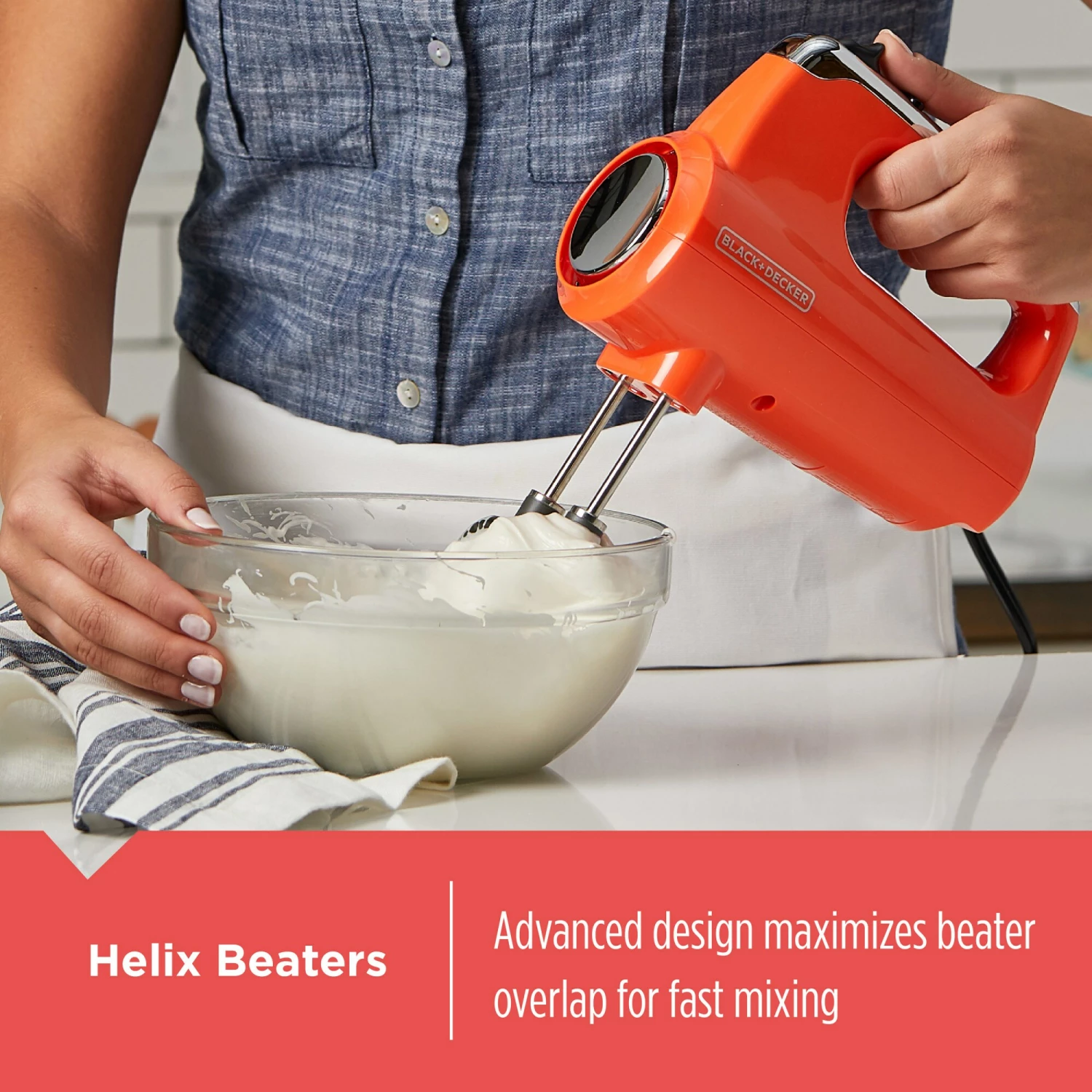 BLACK+DECKER Mixers Helix Performance Mixer 60-in Cord 5-Speed Tangerine Hand Mixer 9 BLACK+DECKER Mixers Helix Performance Mixer 60-in Cord 5-Speed Tangerine Hand Mixer - Image 9