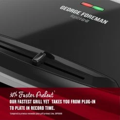 George Foreman Indoor Grills, Skillets & Waffle Makers Rapid Grill Series 6.41-in L x 12.72-in W Non-Stick Residential -Aroma Shop 40112554