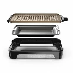George Foreman Indoor Grills, Skillets & Waffle Makers Open Grate Smokeless 16.34-in L x 11.22-in W Non-Stick Residential -Aroma Shop 40112561