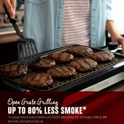 George Foreman Indoor Grills, Skillets & Waffle Makers Open Grate Smokeless 16.34-in L x 11.22-in W Non-Stick Residential -Aroma Shop 40112568