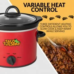 Taco Tuesday Cookers & Steamers 2-Quart Red Round Slow Cooker -Aroma Shop 41869517