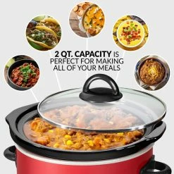 Taco Tuesday Cookers & Steamers 2-Quart Red Round Slow Cooker -Aroma Shop 41869521