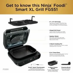 Ninja Indoor Grills, Skillets & Waffle Makers Ninja Foodi Indoor Grill 12-in L x 9-in W Non-Stick Residential -Aroma Shop 43181431