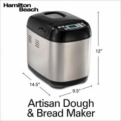 Hamilton Beach Specialty Appliances Hamilton Beach Black and Stainless Steel 2lb. Artisan Dough and Bread Maker -Aroma Shop 43467090