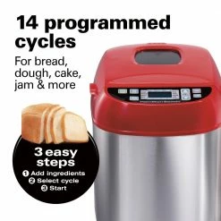 Hamilton Beach Specialty Appliances Hamilton Beach Red and Stainless Steel 2 lb. Artisan Dough and Bread Maker -Aroma Shop 43467363