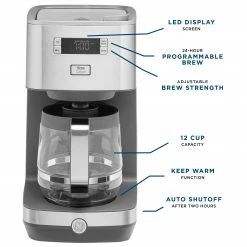 GE Espresso, Tea & Coffee Machines 12-Cup Stainless Steel Residential Drip Coffee Maker 34 GE Espresso, Tea & Coffee Machines 12-Cup Stainless Steel Residential Drip Coffee Maker -Aroma Shop 43502732