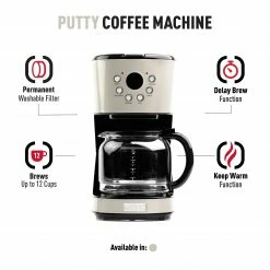 Haden Espresso, Tea & Coffee Machines Dorset Modern 12-Cup Programmable Coffee Maker with Strength Control and Timer -75028 -Aroma Shop 44140547