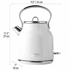 Haden Espresso, Tea & Coffee Machines Heritage 1.7 Liter (7 Cup) Stainless Steel Electric Kettle with Auto Shut-Off and Boil-Dry Protection - 75012 -Aroma Shop 44140549