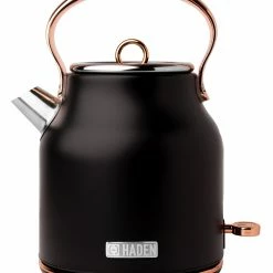 Haden Espresso, Tea & Coffee Machines Heritage 1.7 Liter (7 Cup) Stainless Steel Electric Kettle with Auto Shut-Off and Boil-Dry Protection - 75041