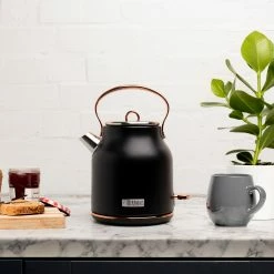 Haden Espresso, Tea & Coffee Machines Heritage 1.7 Liter (7 Cup) Stainless Steel Electric Kettle with Auto Shut-Off and Boil-Dry Protection - 75041 -Aroma Shop 44140652