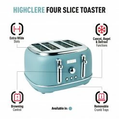 Haden Toasters & Toaster Ovens Highclere 4-Slice, Wide Slot Toaster with Bagel and Defrost Settings Browning Control - 75026 -Aroma Shop 44205797