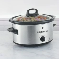 Highland Cookers & Steamers 3.5-Quart Stainless Steel Oval 3-Vessel Slow Cooker -Aroma Shop 44889690 scaled