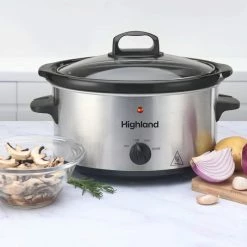 Highland Cookers & Steamers 3.5-Quart Stainless Steel Oval 3-Vessel Slow Cooker -Aroma Shop 44889692 scaled