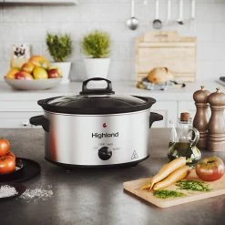 Highland Cookers & Steamers 3.5-Quart Stainless Steel Oval 3-Vessel Slow Cooker -Aroma Shop 44890436